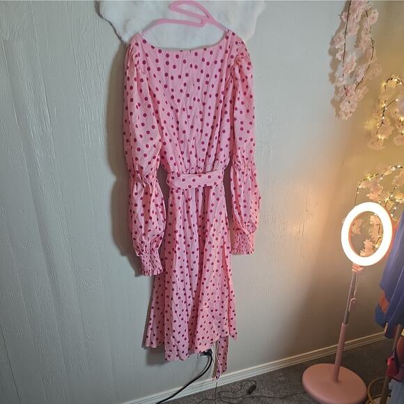 ELOQUII Maxi Shirt Dress Womens Plus 22 Polka Dot Cottagecore Tie-Waist - Picture 6 of 7